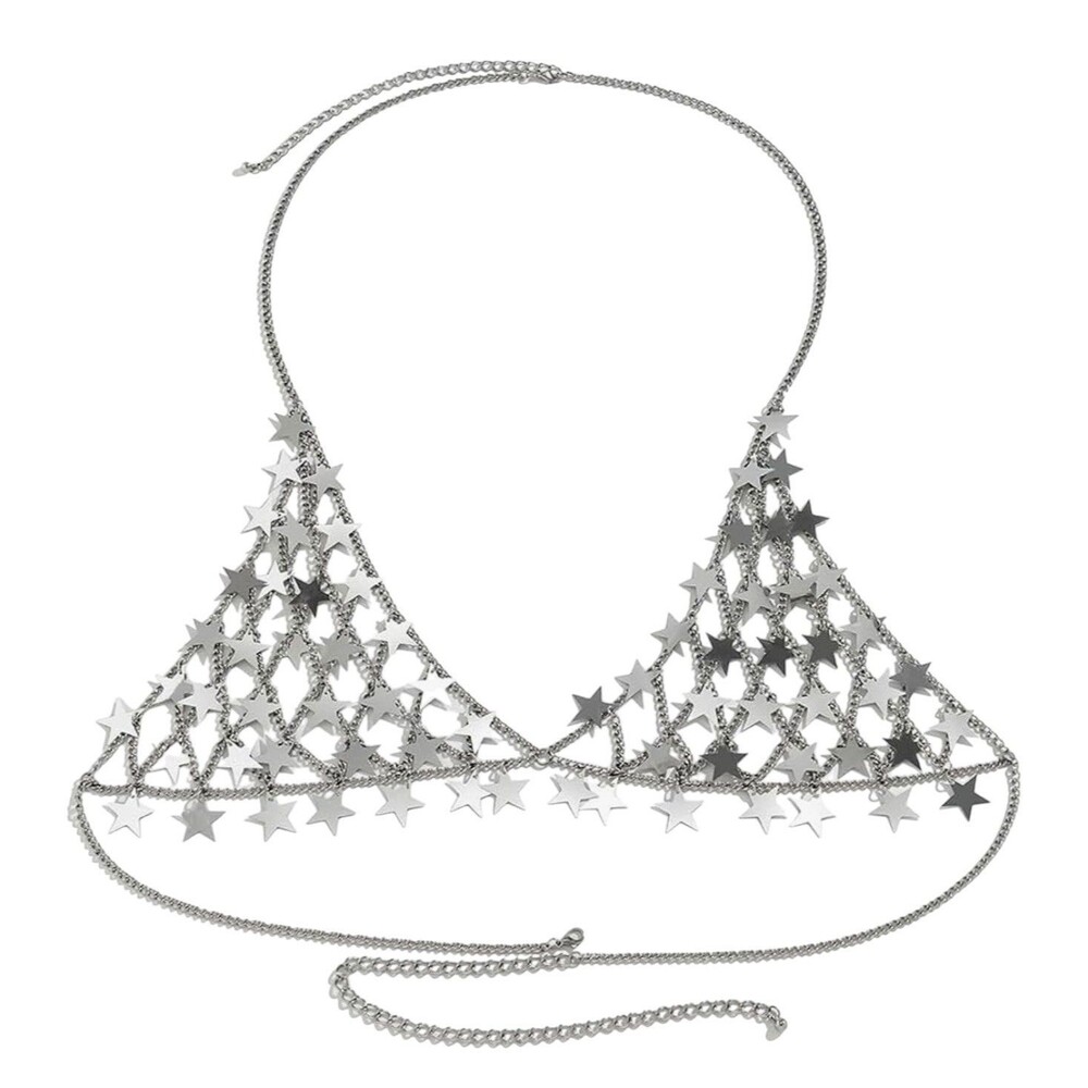 BRA CHAIN WITH STARS CLIP ON ALLOY LIGHTWEIGHT 4th of July
